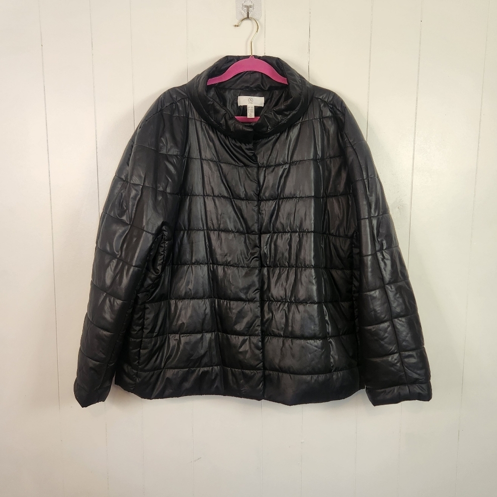 Addition Elle Black Winter Puffer Puffy Coat Jacket Plus Size 3X Lightweight